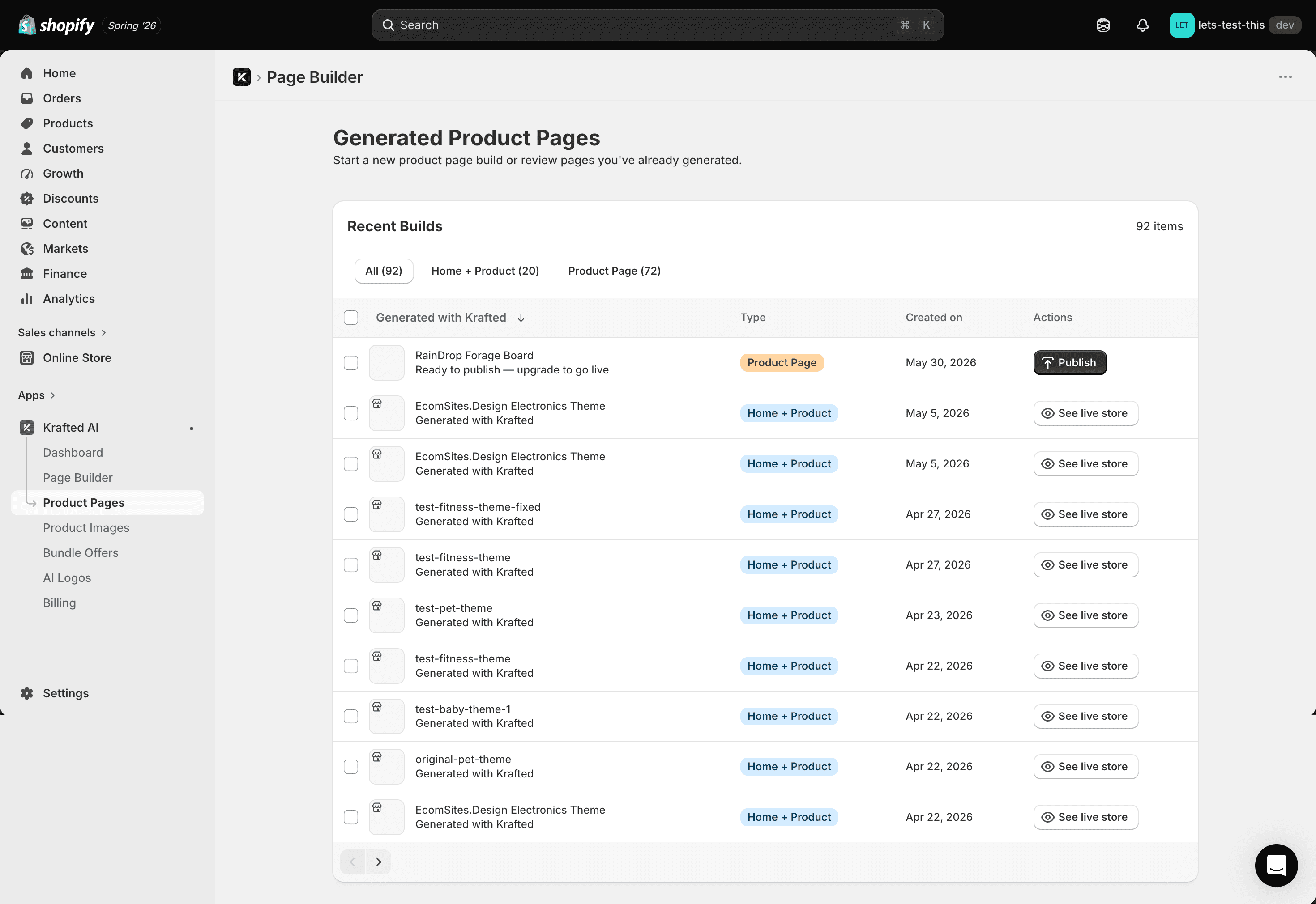 Generated Shopify product page preview created by Krafted AI.